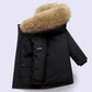 Kids Hooded Fur Collar Winter Jacket - Thick Warm Outerwear
