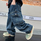 Teen Boys Wide Leg Cargo Jeans - Loose Straight Denim Pants