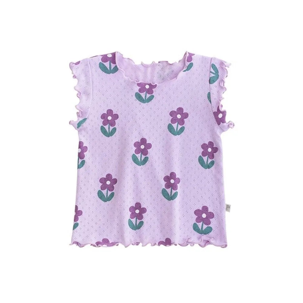 Baby Girls Flower Print Pajama Set - Short Sleeve Summer Outfit