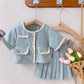 Girls Bubble Sleeve Shirt and Wide Leg Pants Set