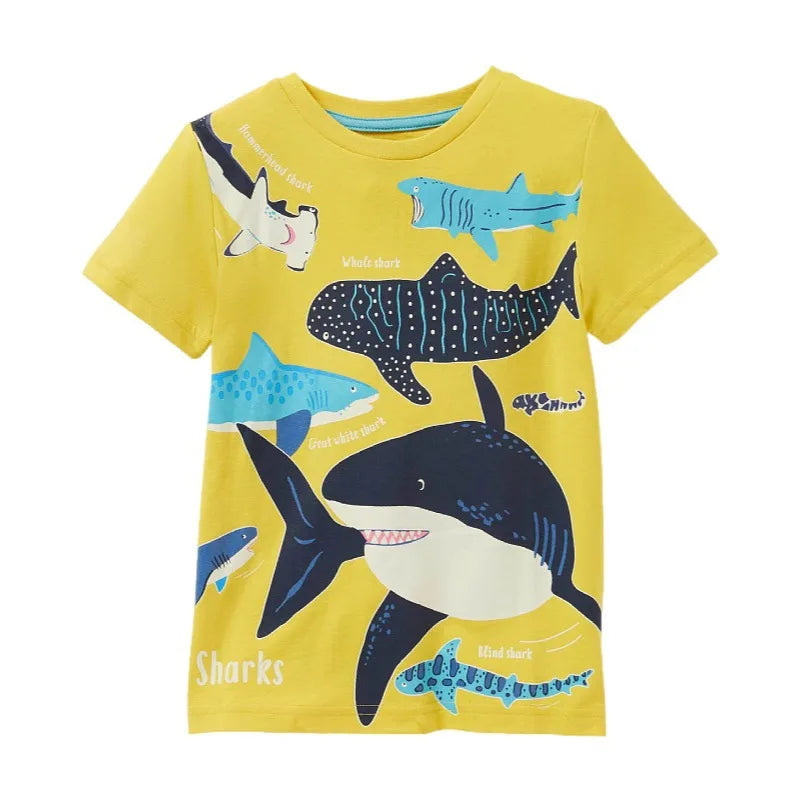 Boys Luminous Dinosaur T-Shirt - Cotton Animal Graphic Tee