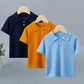 Kids Solid Color Polo Shirt Set - Short Sleeve Lapel Sports Top