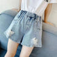 Girls High Waist Distressed Denim Shorts