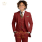 Boys Khaki 3-Piece Suit - Jacket Vest and Pants Tuxedo Set