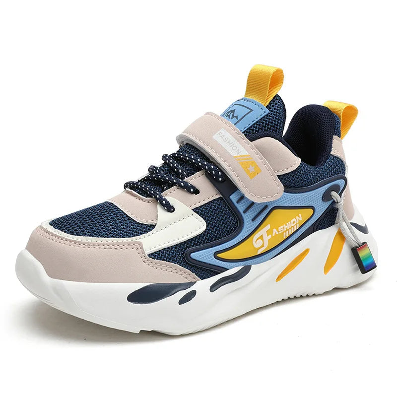 Kids Lightweight Mesh Walking Sneakers - Hook and Loop Casual Shoes