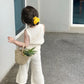 Girls Knitted Vest Wide Leg Pants Set - Breathable Summer Style