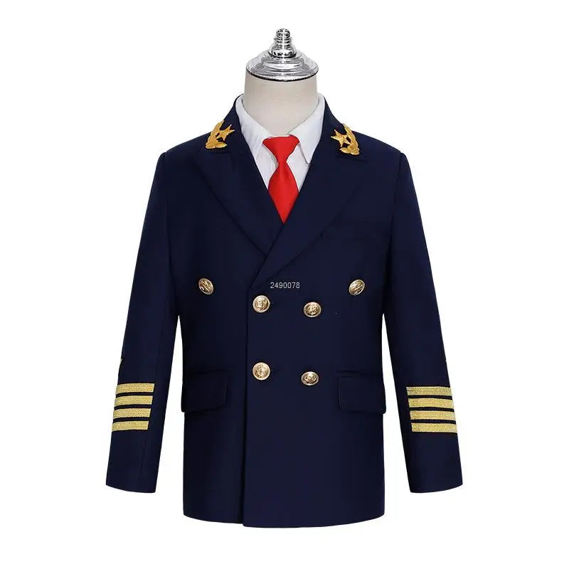 Boys Pilot Uniform Suit - Formal Jacket and Pants Costume