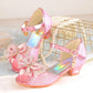Girls Rhinestone Bow Heel Sandals for Parties