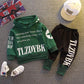 Kids Letter Hoodie Tracksuit - Two-Piece Active Clothing Set