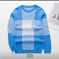 Boys Round Collar Knit Sweater - Plaid Autumn Pullover