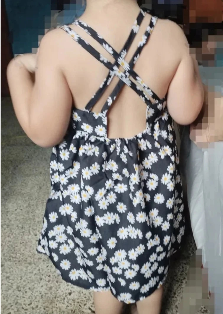 Girls Daisy Print Sleeveless Slip Dress - Summer Flower Look