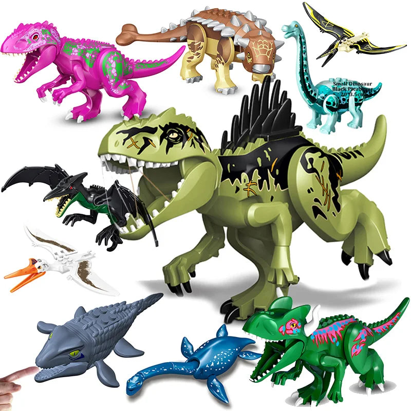 Jurassic Dinosaur Building Blocks Set - Raptor and T-Rex Figure Bricks