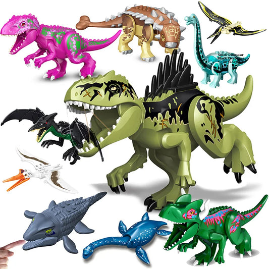 Jurassic Dinosaur Building Blocks Set - Raptor and T-Rex Figure Bricks