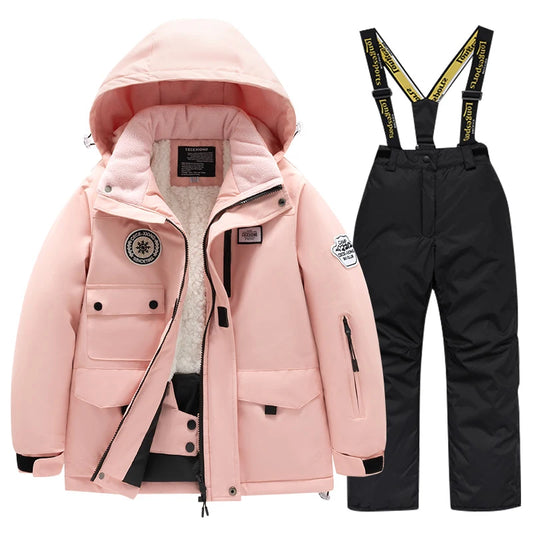 Kids Waterproof Windproof Ski Suit - Warm Snow Play Coat