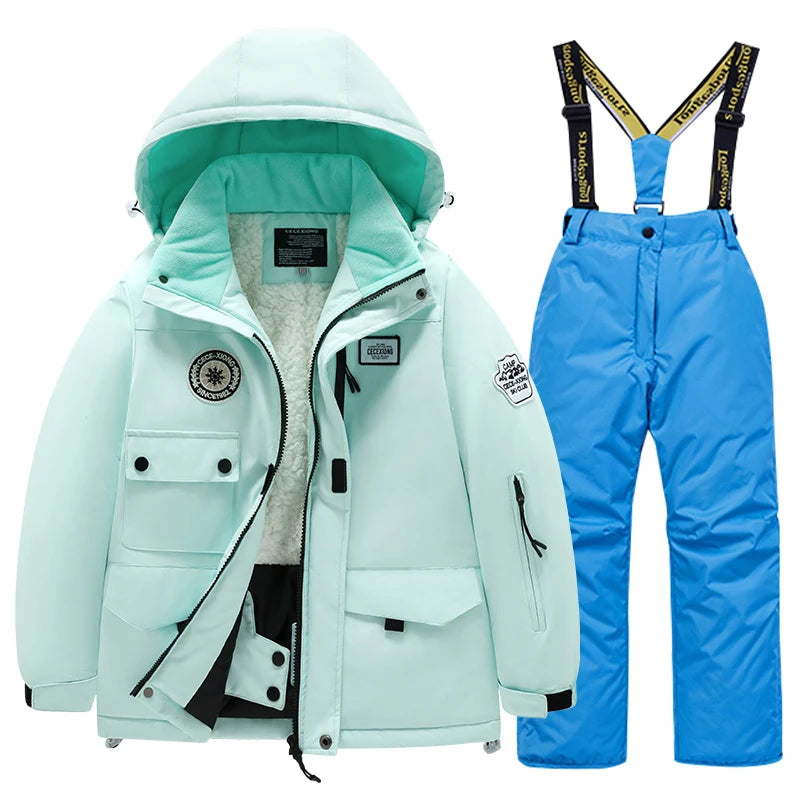 Kids Waterproof Windproof Ski Suit - Warm Snow Play Coat