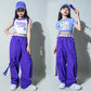 Girls Purple Hip Hop Jogger Set - Jazz Dance Outfit