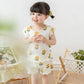Baby Girls Flower Print Pajama Set - Short Sleeve Summer Outfit