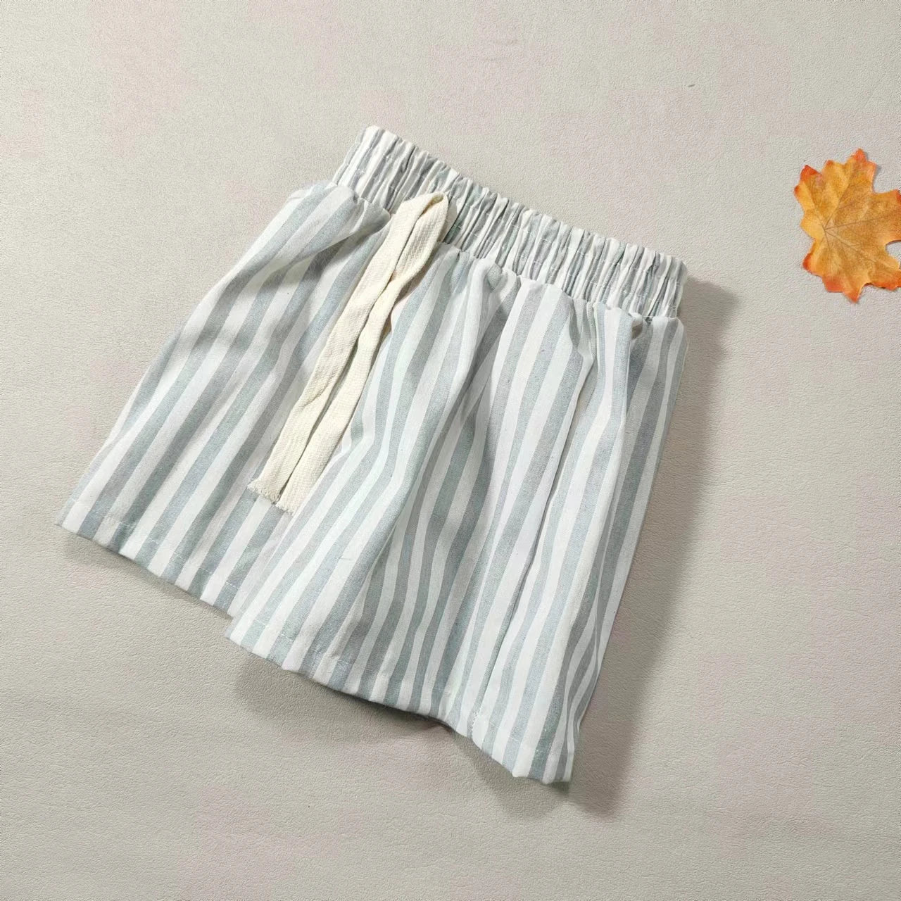 Kids Striped Cotton Blend Shorts - British Style Casual Pants