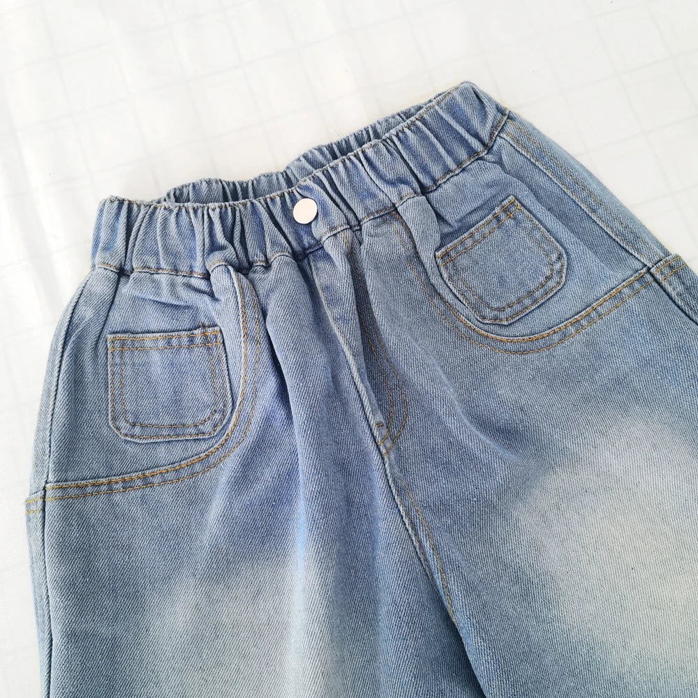 Boys Denim Elastic Waist Shorts - Casual Summer Trousers