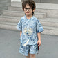 Boys Tang Style Hanfu Set - Short Sleeve Two-Piece Summer Outfit
