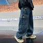 Teen Boys Wide Leg Cargo Jeans - Loose Straight Denim Pants