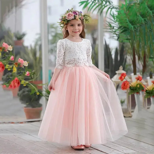 Girls Lace Top and Long Skirt Summer Outfit Set