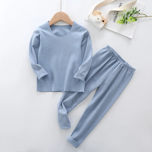 Kids Thermal Underwear Set - Striped Warm Winter Base Layer