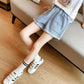 Girls Embroidered Lace Bow Denim Shorts