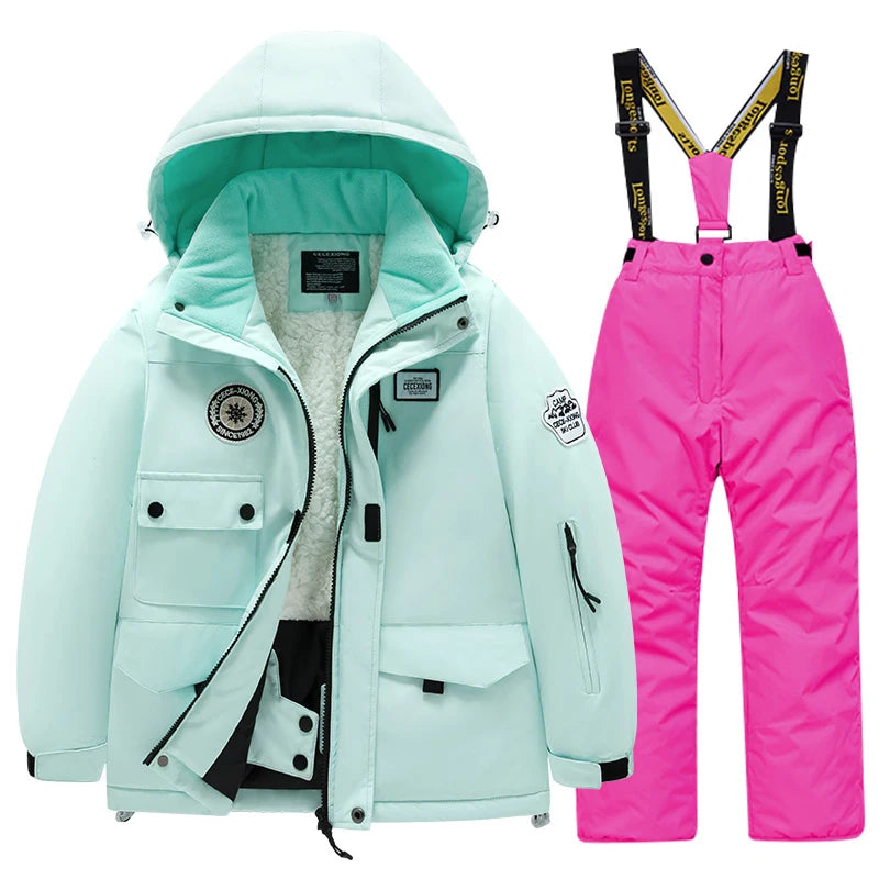 Kids Waterproof Windproof Ski Suit - Warm Snow Play Coat