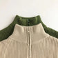Kids Striped Half-Zip Pullover - Stand Collar Autumn Sweater