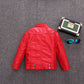 Girls Faux Leather Zip Jacket - Belted Biker Style