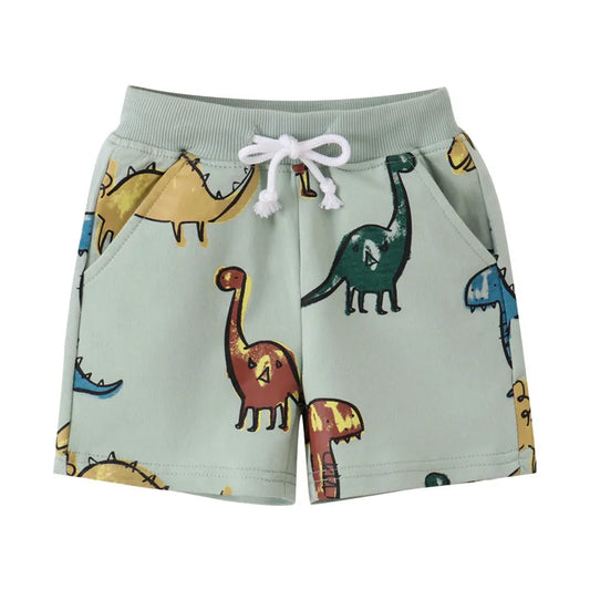 Boys Dinosaur Print Drawstring Shorts - 2-7T Summer Trousers