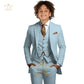 Boys Khaki 3-Piece Suit - Jacket Vest and Pants Tuxedo Set
