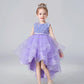 Girls Sequin Lace Sleeveless Wedding Dress - Fluffy Mesh Style