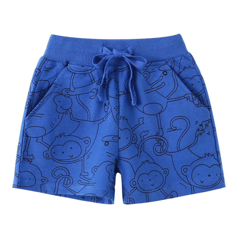 Boys Dinosaur Print Drawstring Shorts - 2-7T Summer Trousers