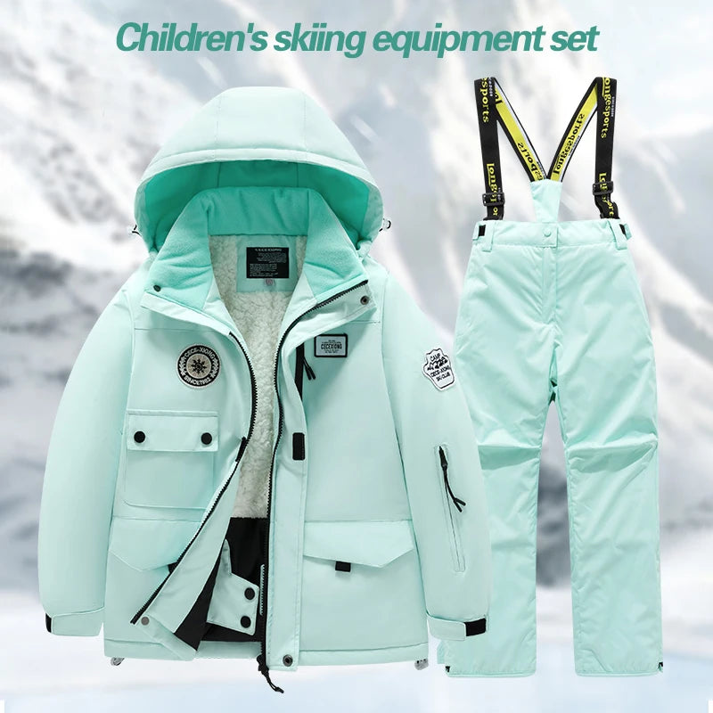 Kids Waterproof Windproof Ski Suit - Warm Snow Play Coat