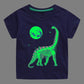 Boys Luminous Dinosaur T-Shirt - Cotton Animal Graphic Tee