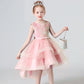 Girls Sequin Lace Sleeveless Wedding Dress - Fluffy Mesh Style