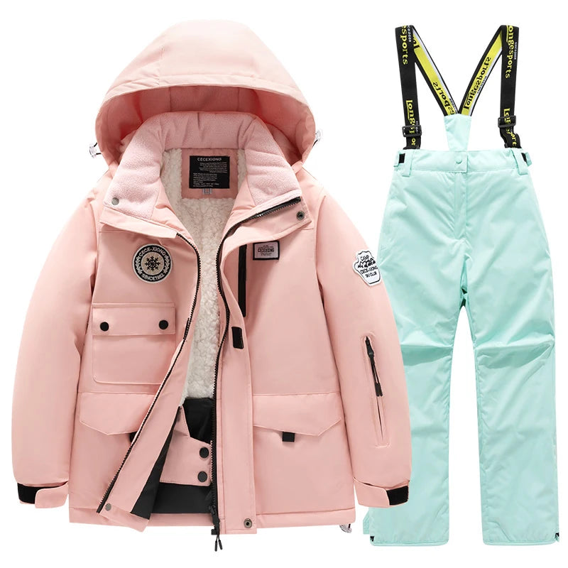 Kids Waterproof Windproof Ski Suit - Warm Snow Play Coat