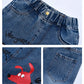 Girls Cartoon Print Elastic Waist Wide Leg Jeans