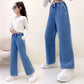 Teen Girls Loose Two Button Straight Jeans - School Trousers