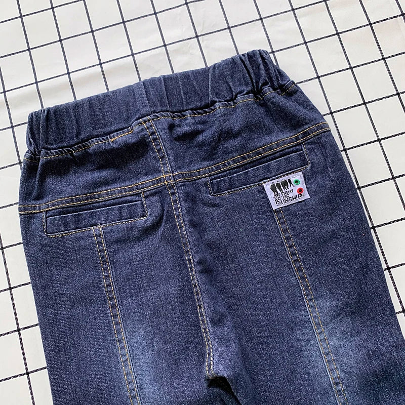 Boys Skinny Denim Jeans - Elastic Waist Casual Trousers