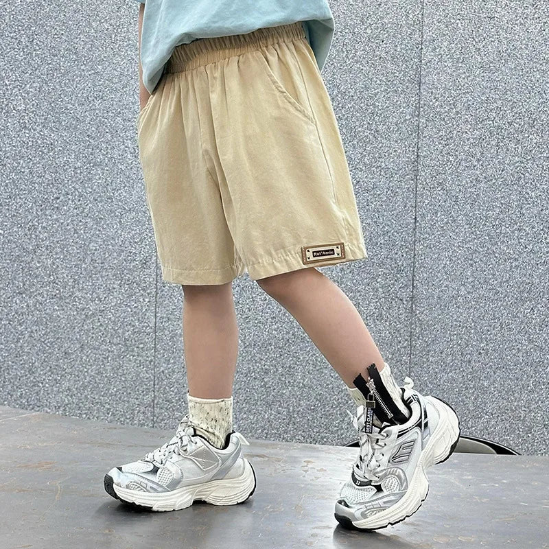 Kids Quick-Dry Cotton Loose Shorts - Korean Five-Quarter Style
