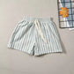 Kids Striped Cotton Blend Shorts - British Style Casual Pants