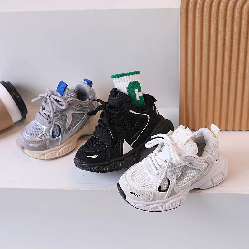 Kids Thick Sole Mesh Sneakers - Anti-Slip Sports Shoes