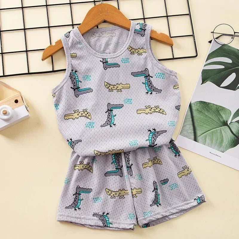 Kids Sleeveless Cotton Pajama Set - Summer Sleepwear