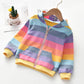 Girls Rainbow Stripe Hooded Jacket - Zipper Pocket Style
