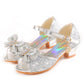 Girls Rhinestone Bow Heel Sandals for Parties