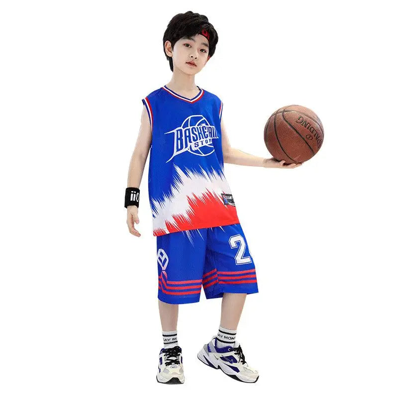 Boys Quick-Dry Basketball Suit - Sleeveless Top and Shorts Set