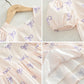 Girls Puff Sleeve Bow Print Princess Dress - Square Collar